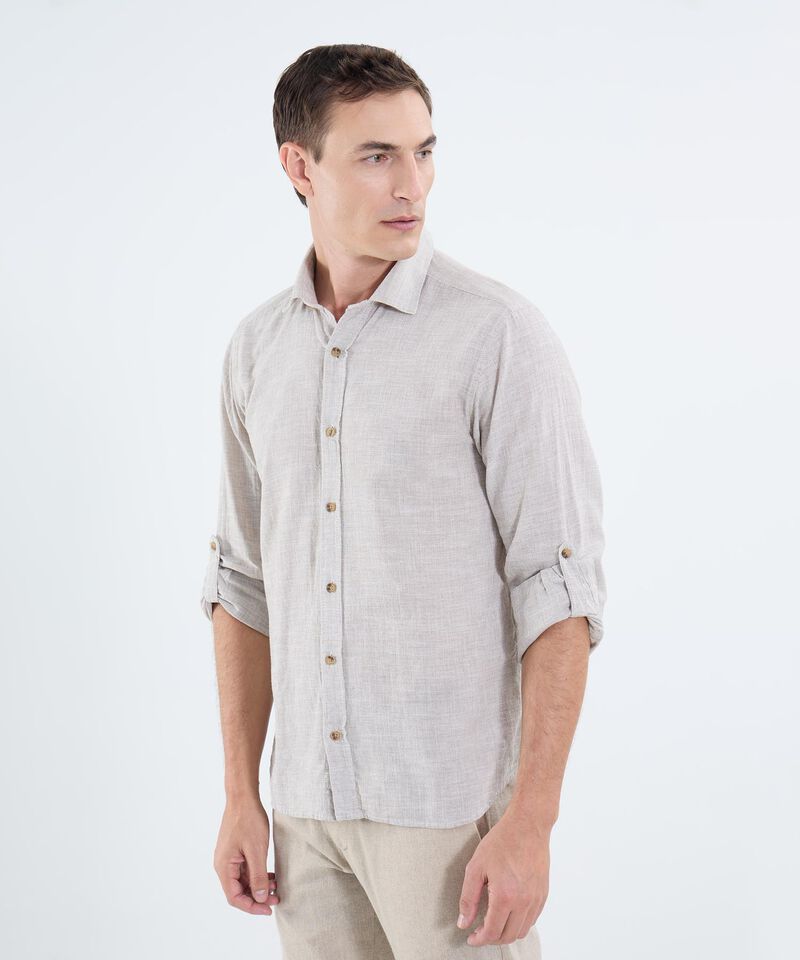 Camisa manga larga unicolor para hombre