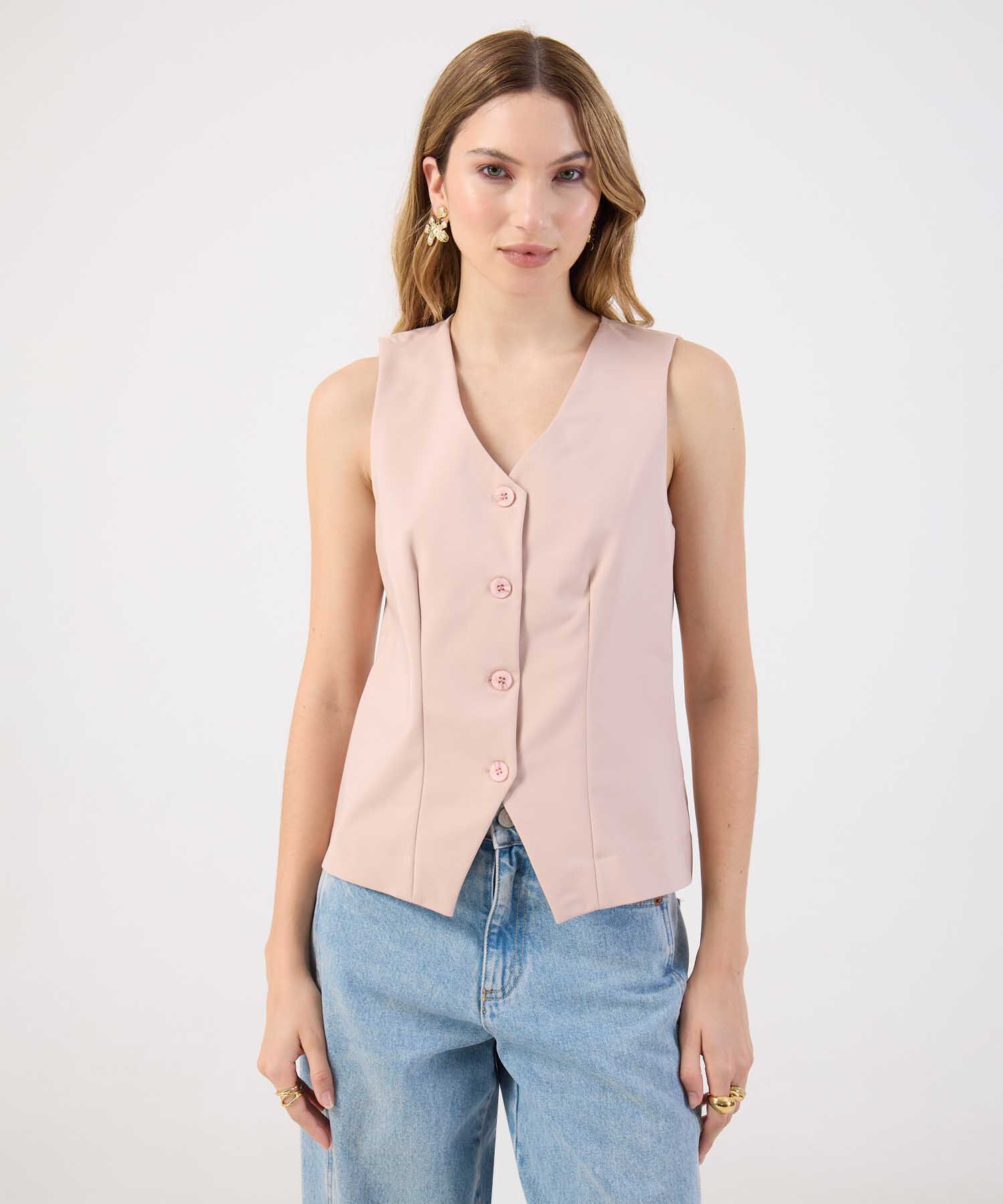 Chaleco Sastre Mujer Escote V Abotonado