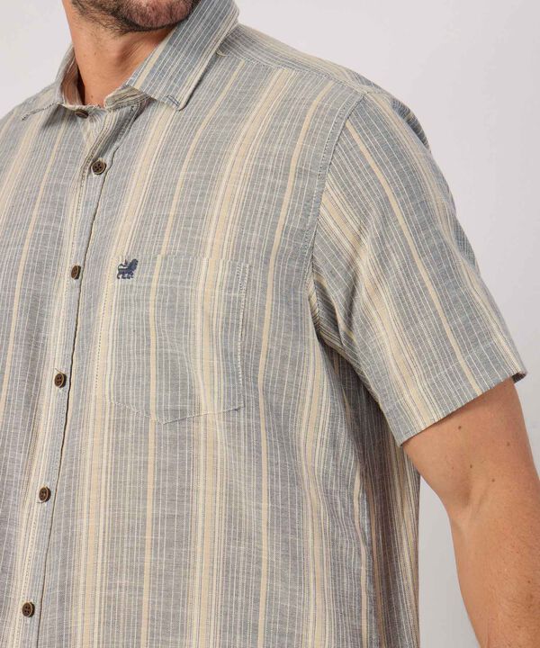 Camisa Manga Corta A Rayas Con Bolsillo  image number null