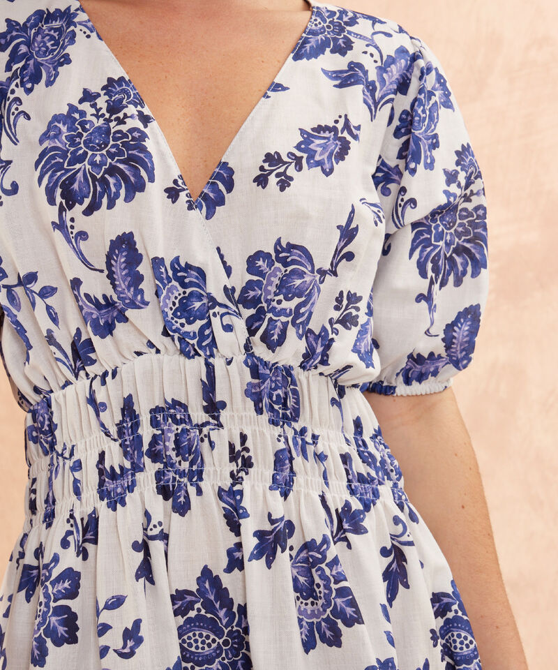 Vestido Midi Resortado En Cintura Estampado