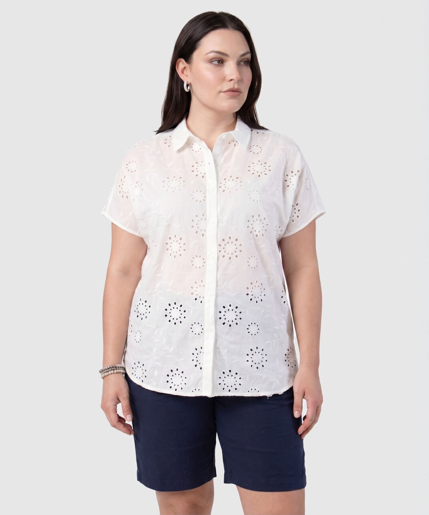 Camisa Calada Botones Para Mujer Curvy