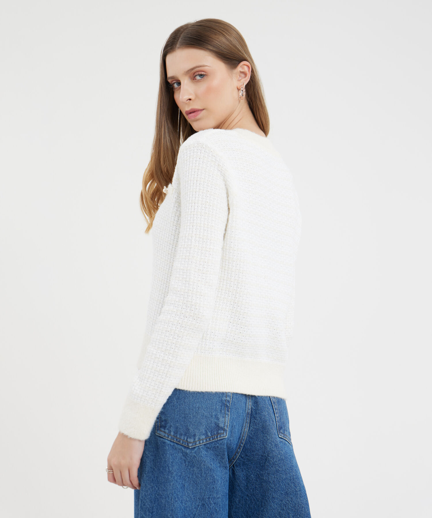 Saco Cárdigan Con Botones Y Textura