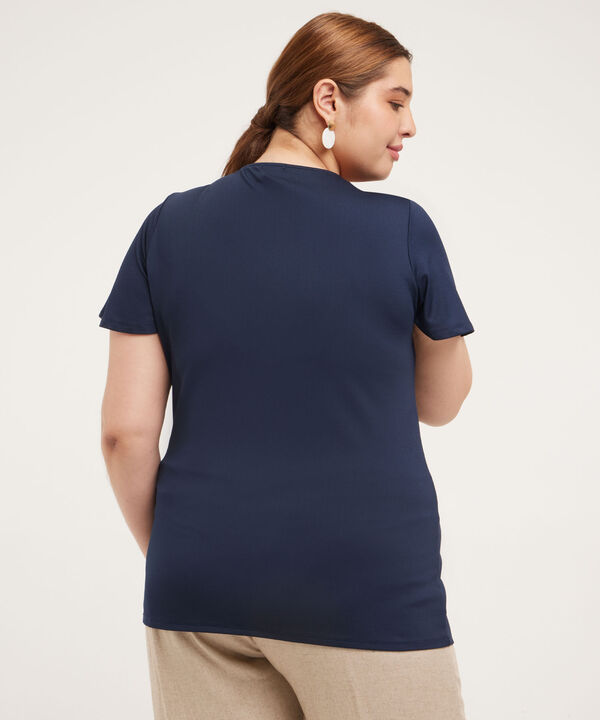 Camiseta Unicolor Manga Corta Cuello Redondo, Línea