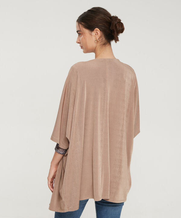 Saco Wrap Unicolor Textura, Manga Rodada Con Silueta Fluida, Trópico Floral