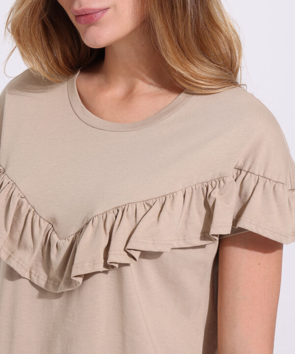 Camiseta Cuello Redondo Con Bolero En Frente Y Espalda
