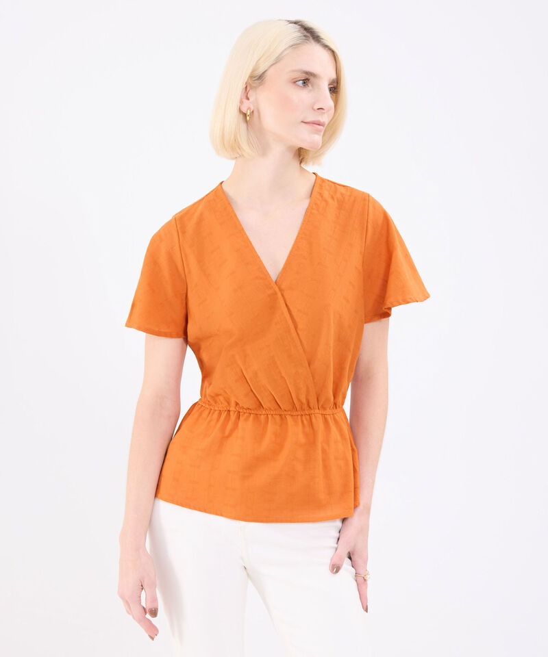 Blusa Unicolor Con Textura