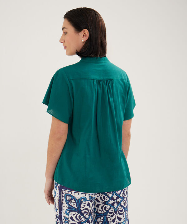 Blusa Unicolor, Manga Corta Con Bolero