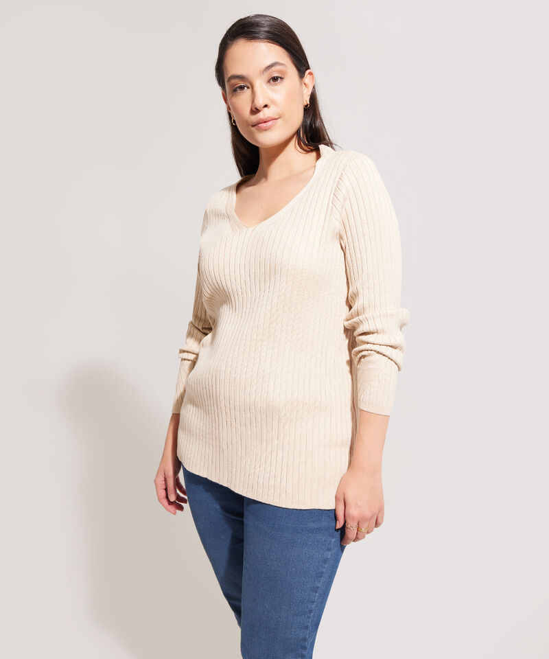 Saco Cuello V Manga Larga Con Cortes