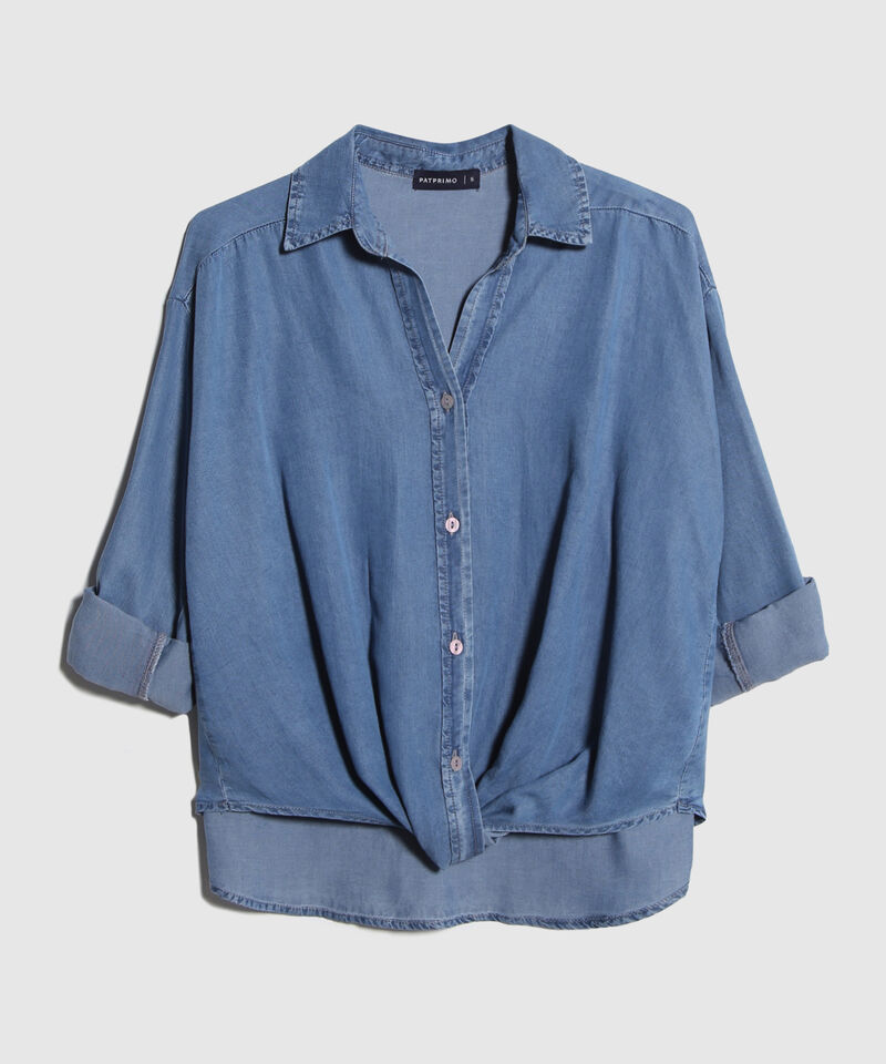Camisa Camisa Con Entorche En Delantero Tono Medio Claro