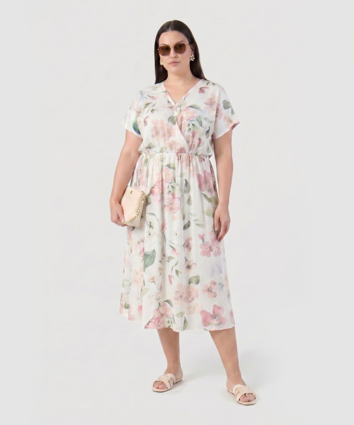 Vestido Cruzado Con Cintura El&aacute;stica Para Mujer Curvy