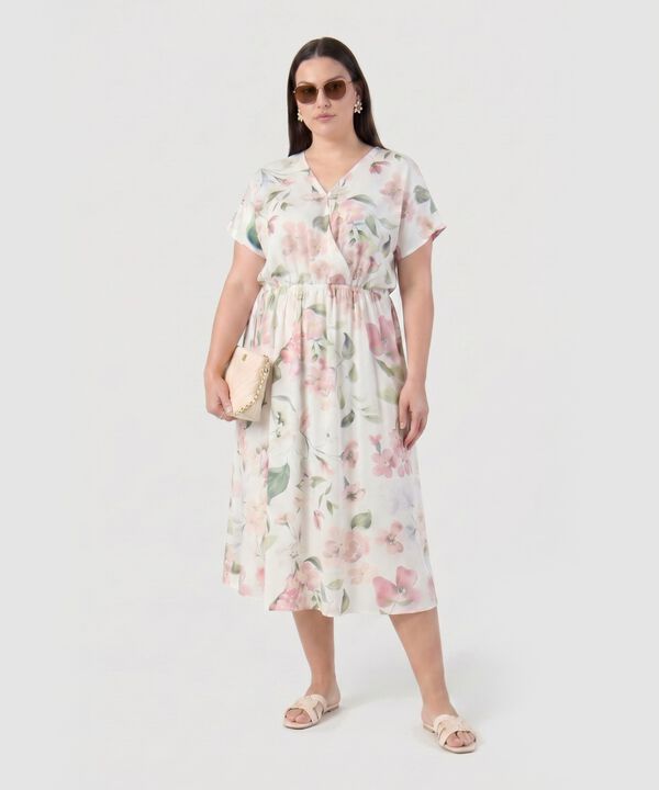 Vestido Cruzado Con Cintura El&aacute;stica Para Mujer Curvy image number null