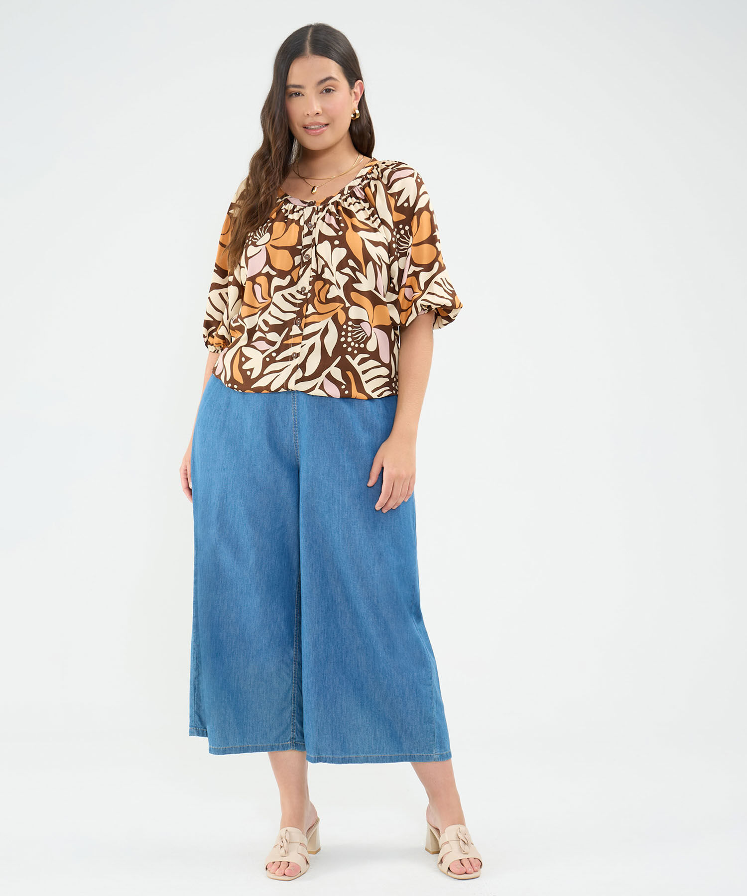 Blusa Estampada Escote en V