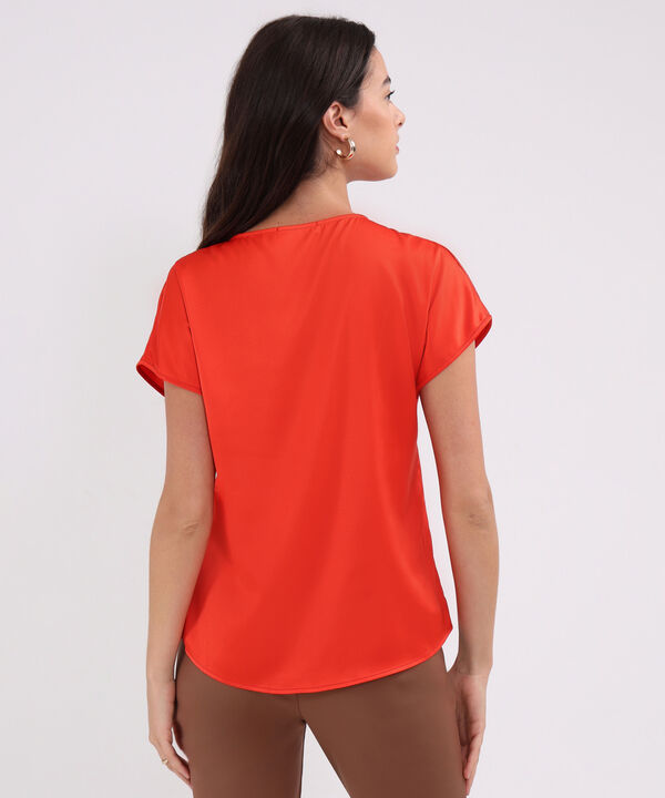 Blusa Manga Corta Rodada Con Escote En V