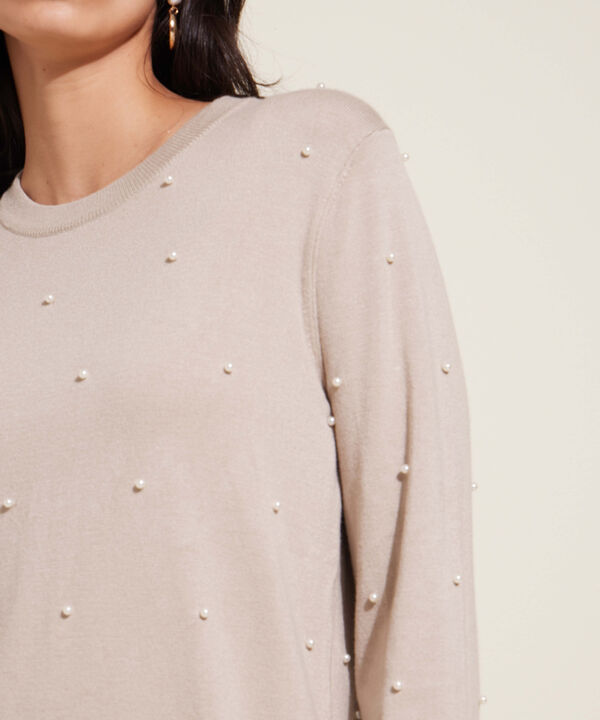 Saco Cuello Redondo Con Perlas image number null