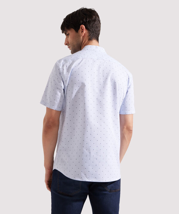 Camisa Estampada con Cuello Mao