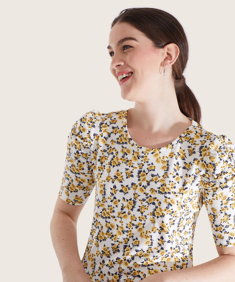 Camiseta Estampada Manga Corta Con Ruche