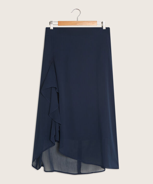 Falda Midi Con Volante