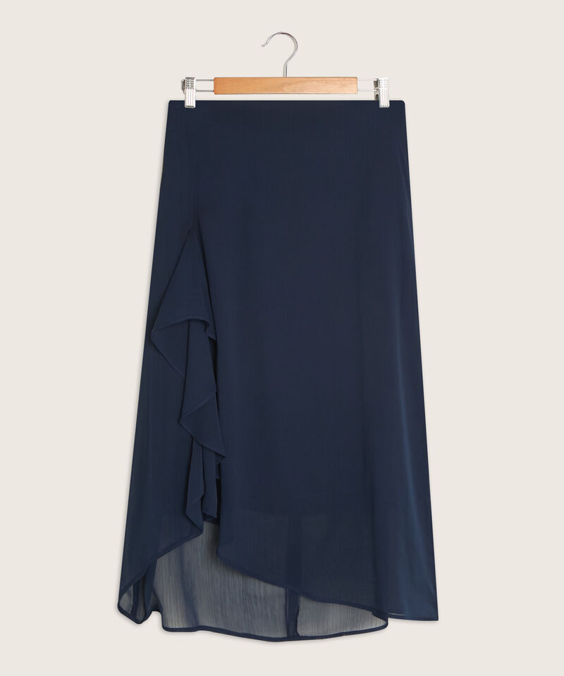 Falda Midi Con Volante