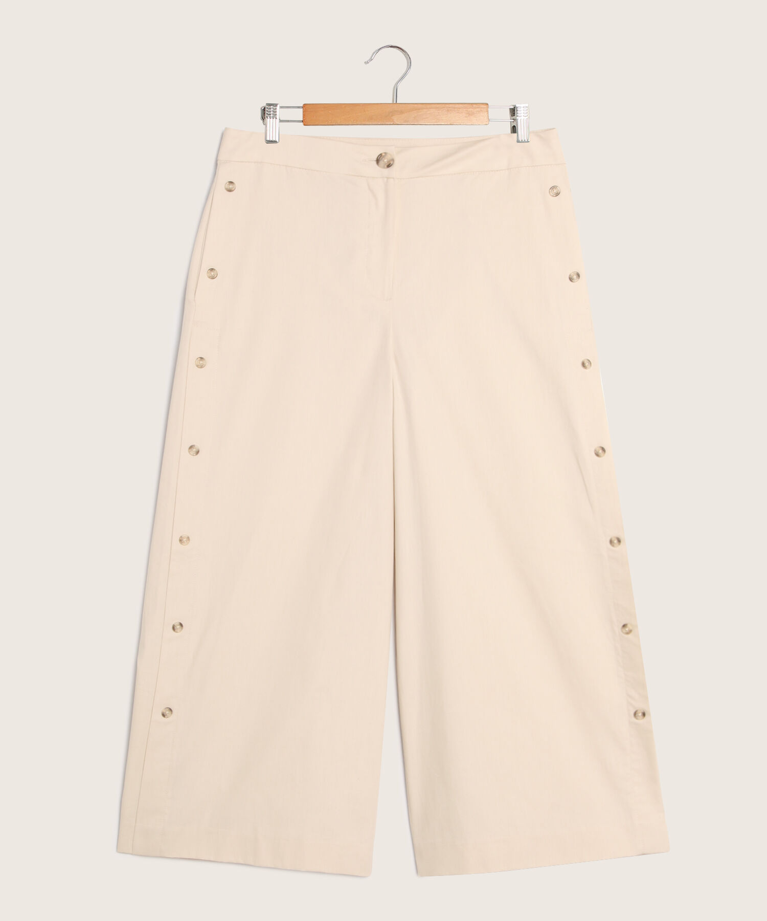 Pantalón Moda Unicolor, Culotte Tiro Alto Y Silueta Amplia