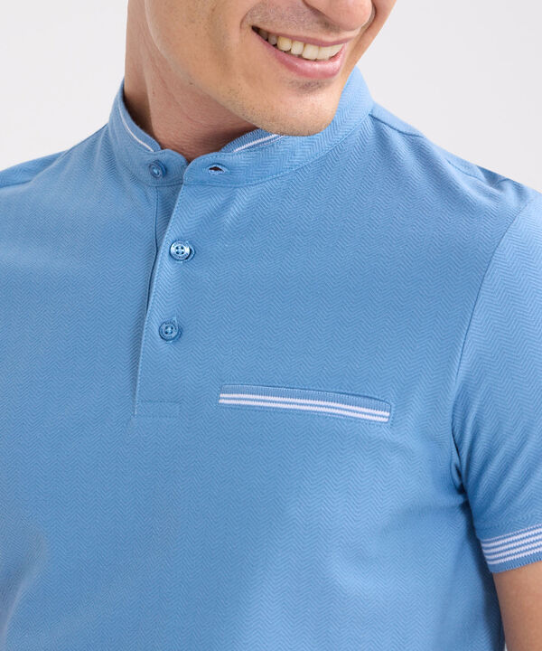 Polo Cuello Mao Unicolor Con Bolsillo Ribete