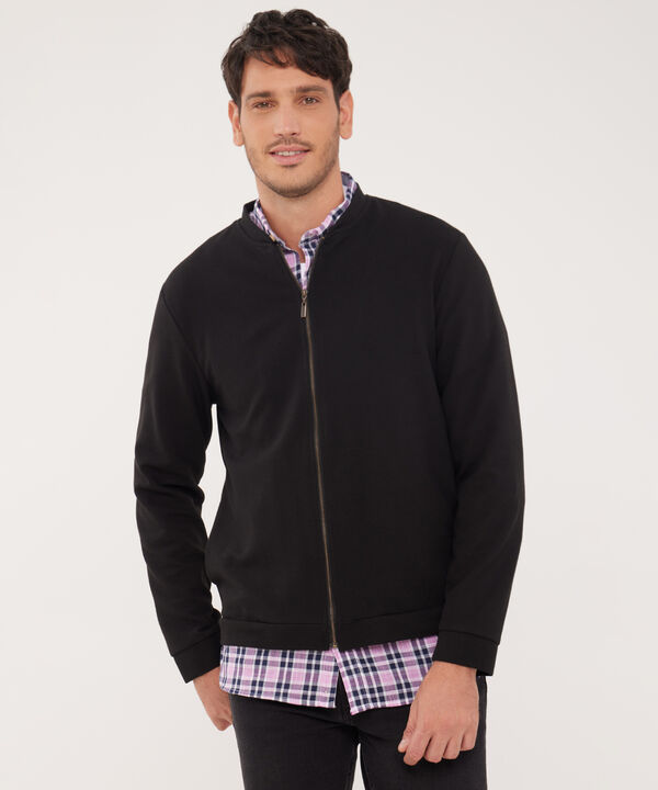 Buzo Unicolor Textura, Con Cierre Zipper