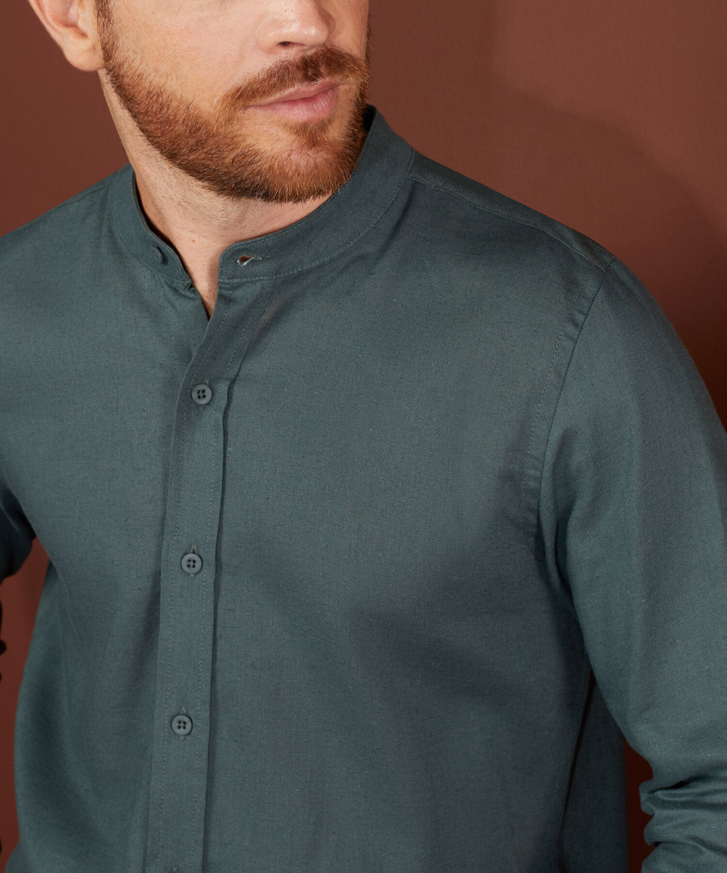 Camisa Unicolor Manga Larga Cuello Neru