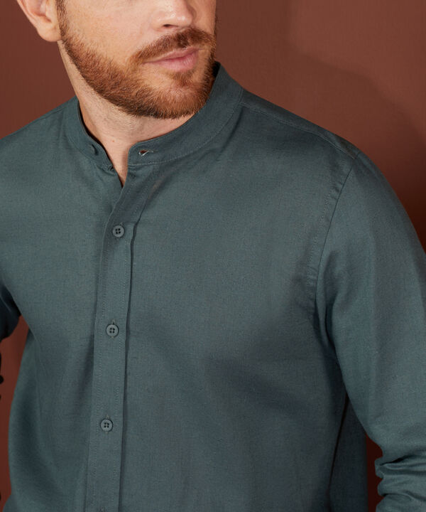 Camisa Unicolor Manga Larga Cuello Neru