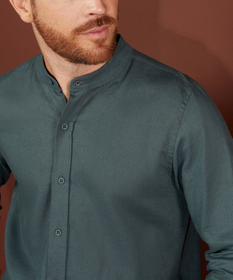 Camisa Unicolor Manga Larga Cuello Neru