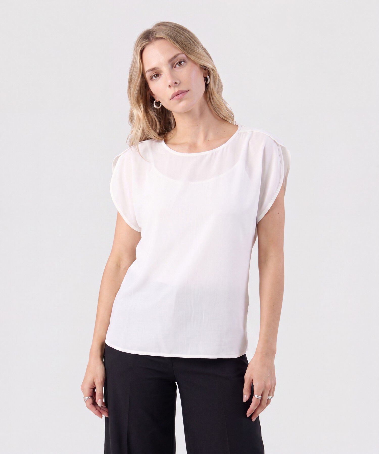 Blusa Manga Capa Corta Para Mujer