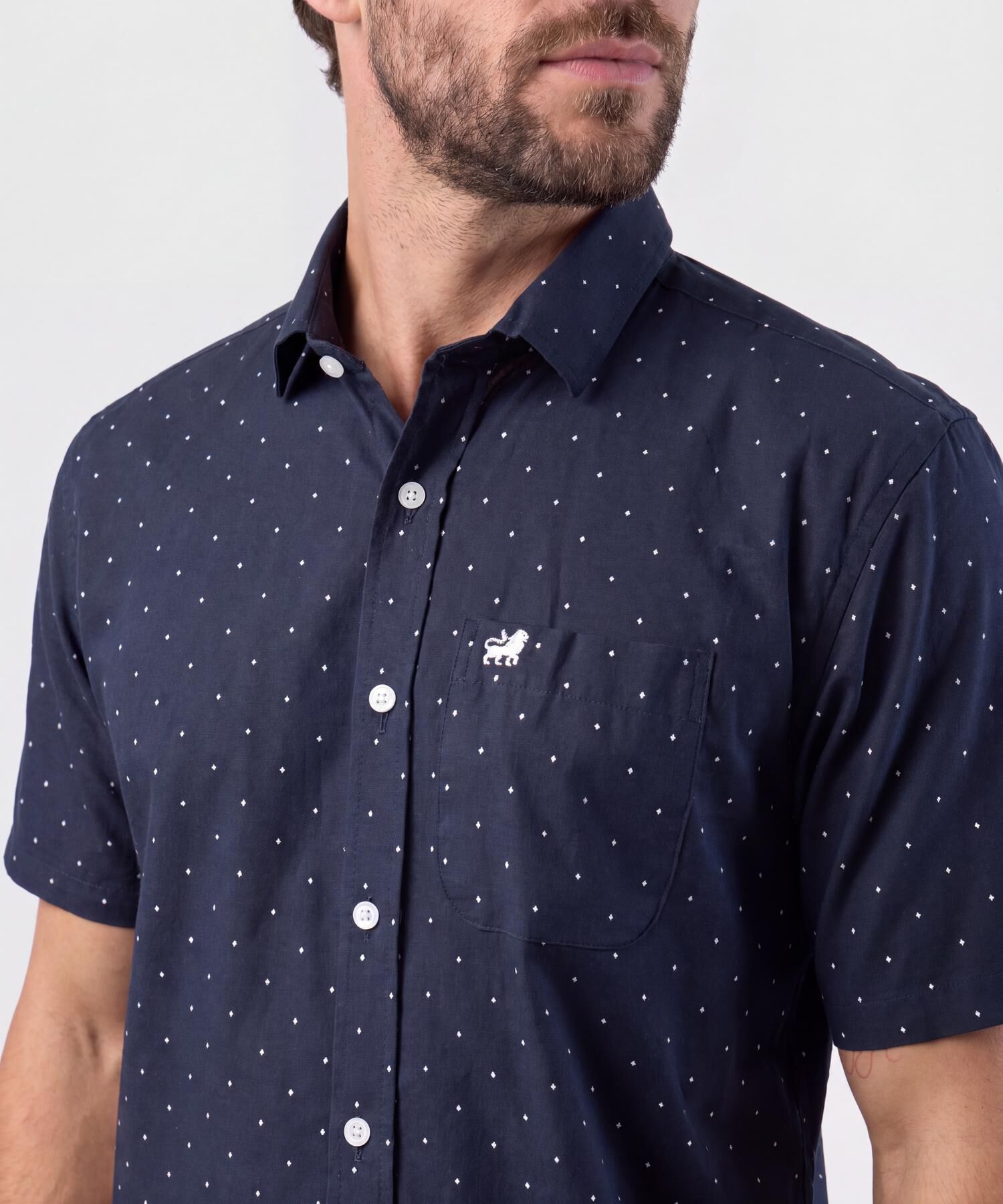 Camisa Manga Corta En Miniprints Con Bolsillo