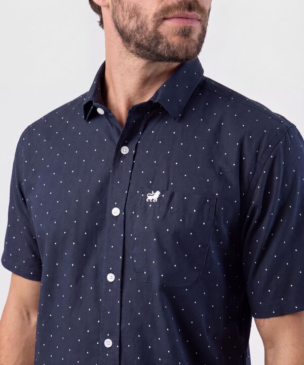 Camisa Manga Corta En Miniprints Con Bolsillo