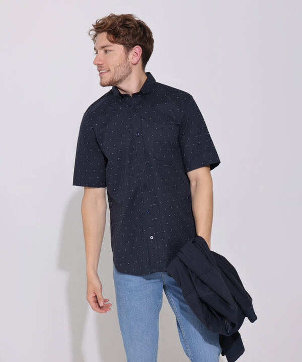 Camisa Estampada Manga Corta Y Con Bolsillo, Regular Fit