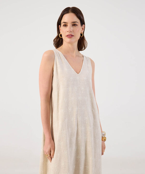 Vestido Corto Con Escote En V Y Bordado Para Mujer image number null