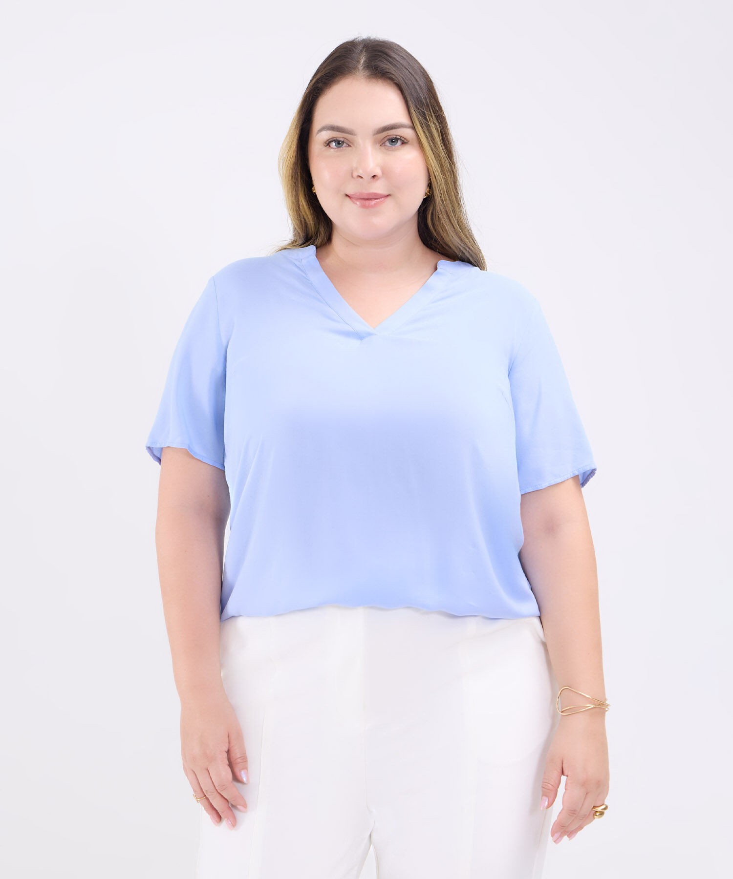 Blusa Manga Corta Escote En V