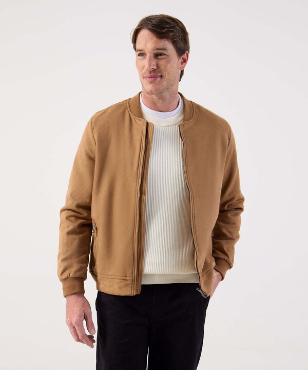 Chaqueta Bomber de Tela Lisa para Hombre Casual