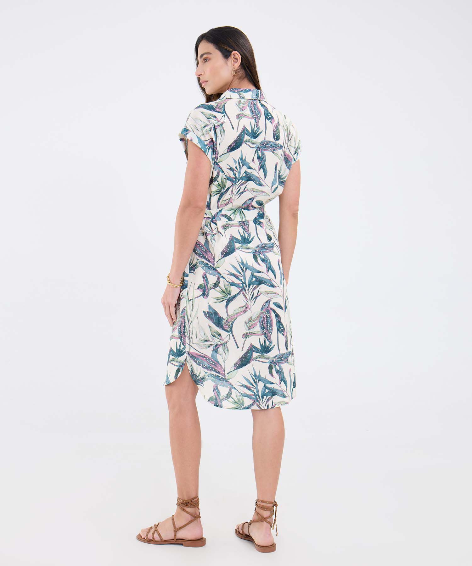 Vestido Corto Estampado Con Cinturon