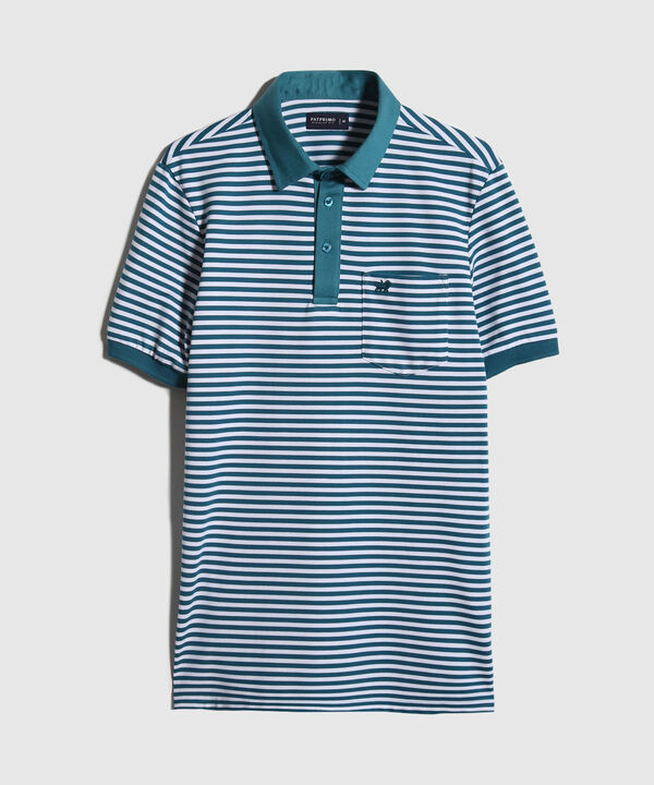 Polo Preteñida Cuello Maquina Con Bolsillo