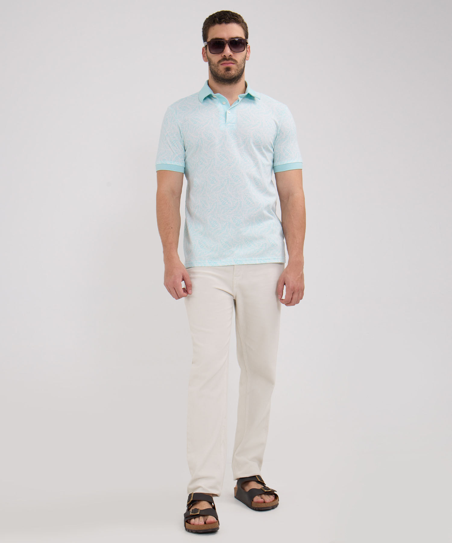 Polo Estampada, Cuello Máquina Con Puños Tejidos