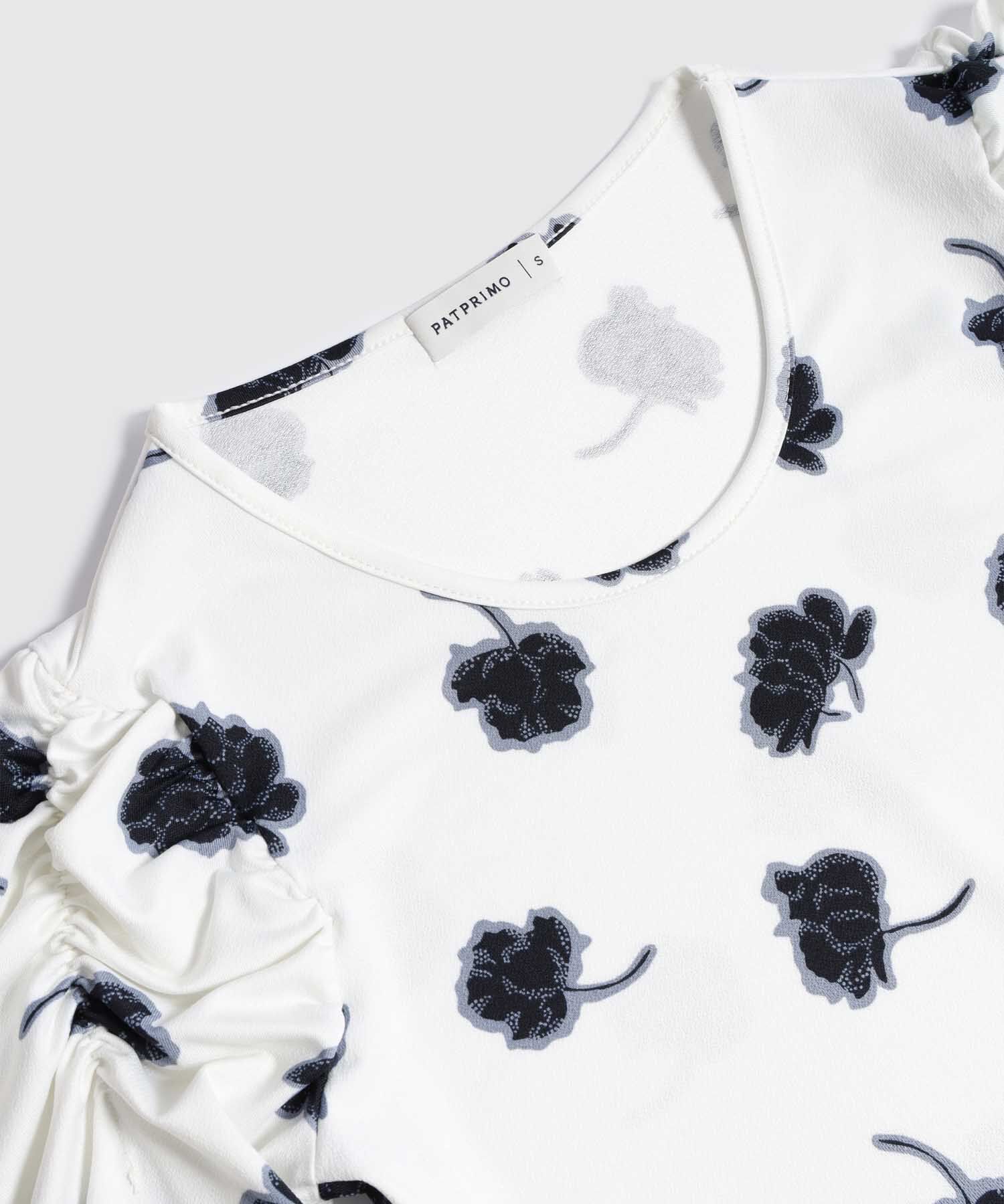 Camiseta Manga Corta Con Ruche Estampada