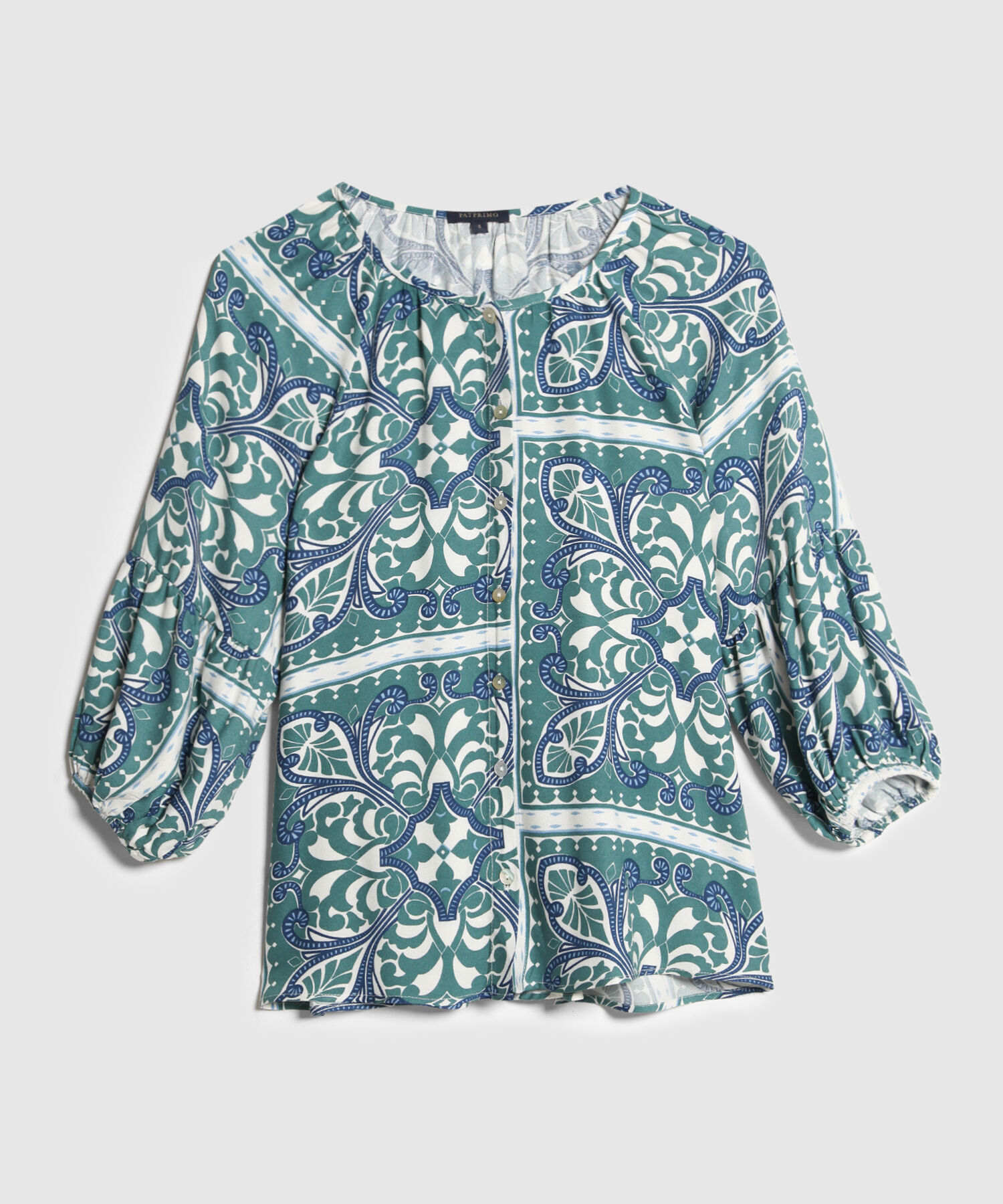 Blusa Estampada, Manga 3/4 Ranglan Tipo Globo