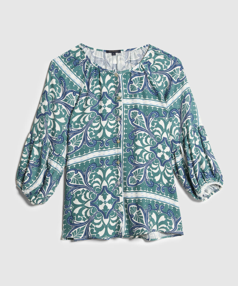 Blusa Estampada, Manga 3/4 Ranglan Tipo Globo