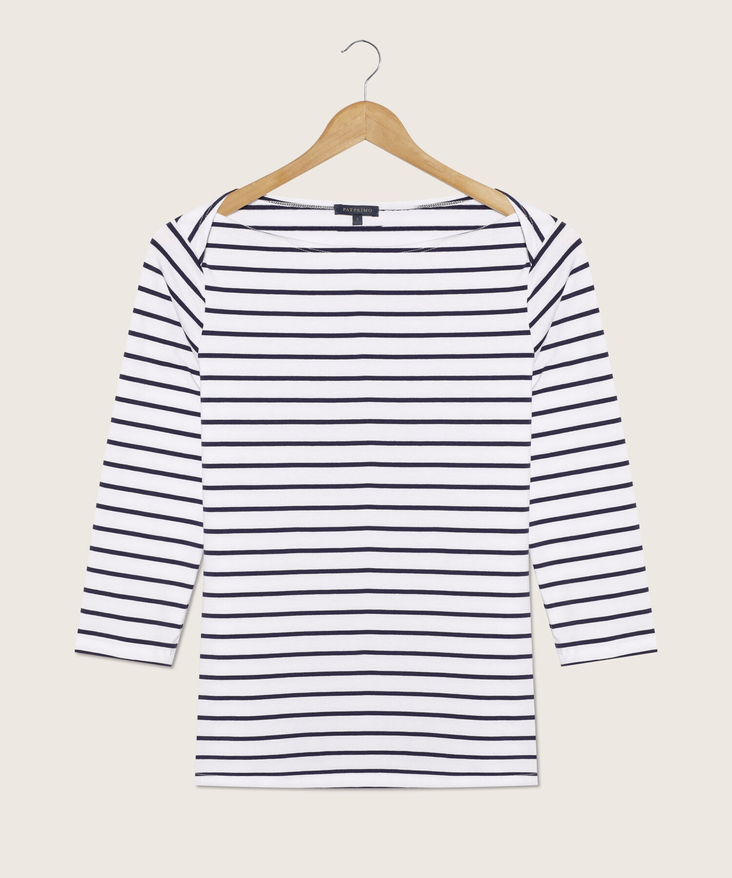 Camiseta Cuello Ojal, Manga 3/4, Preteñida A Rayas