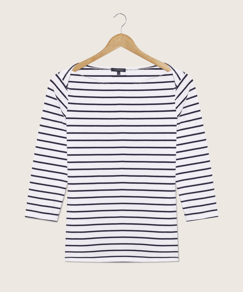 Camiseta Cuello Ojal, Manga 3/4, Preteñida A Rayas