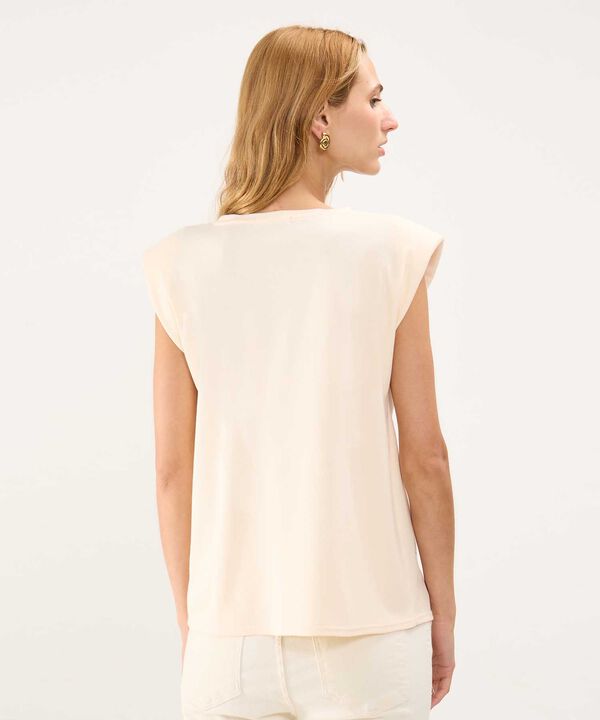 Camiseta Manga Sisa con Pedrería