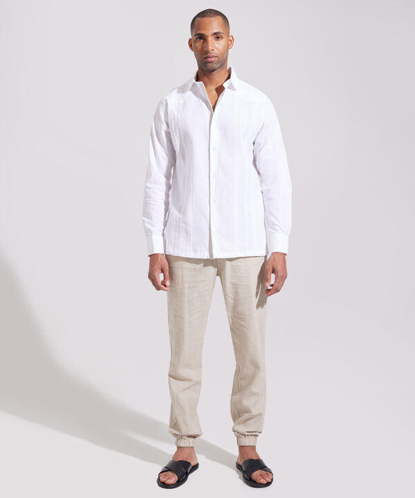 Camisa Guayabera Manga Larga Con Corte Almilla Y Alforzas En Frente image number null
