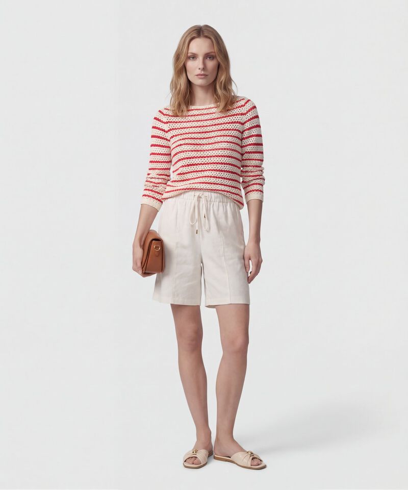 Saco De Punto Calado A Rayas Mujer