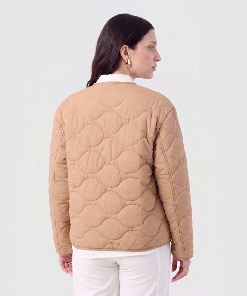 Chaqueta Acolchada Cuello Redondo Para Mujer