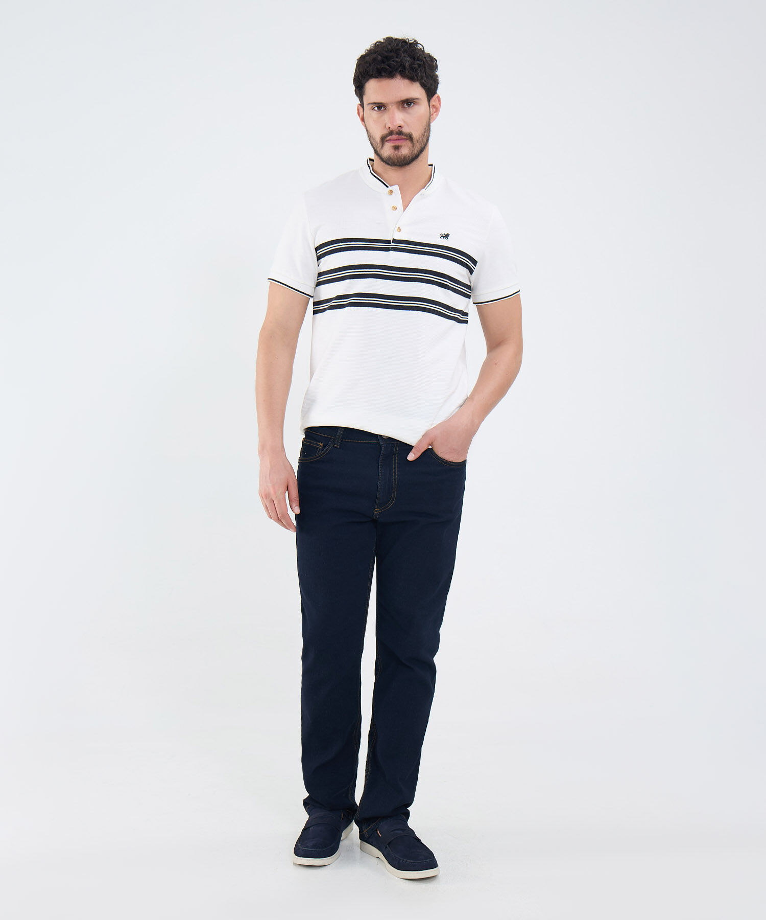 Polo Cuello Mao con Rayas