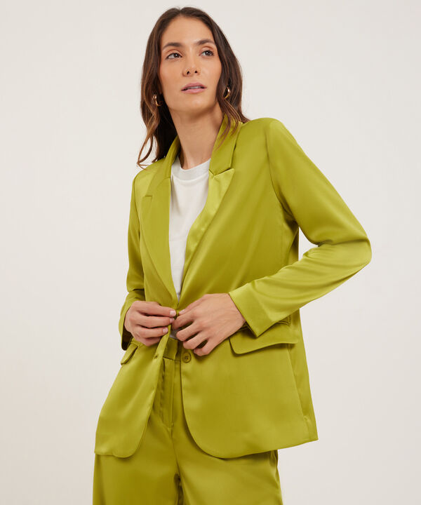 Blazer Manga Larga Satinado Con Bolsillos En Frente image number null