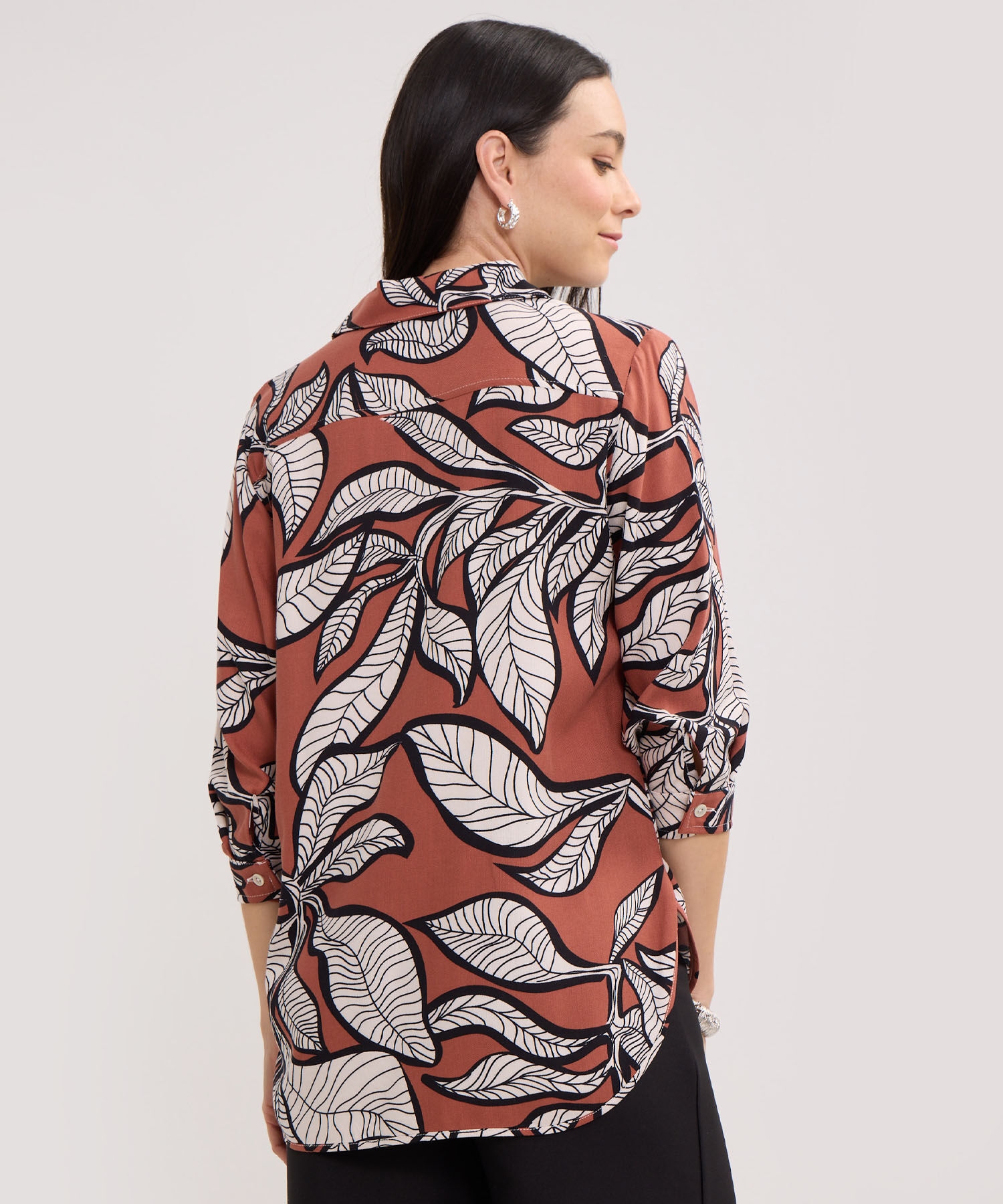 Camisa Estampada Manga Tres Cuartos